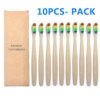 Ensemble de 10 brosses à dents en bambou naturel – Poils nylon doux
