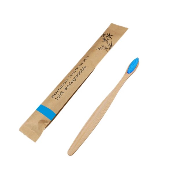 Ensemble de brosses à dents en bambou naturel coloré, poils souples, charbon de bois