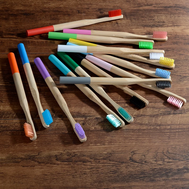 Lot de 10 brosses à dents en bambou – Poils moyens, écologique