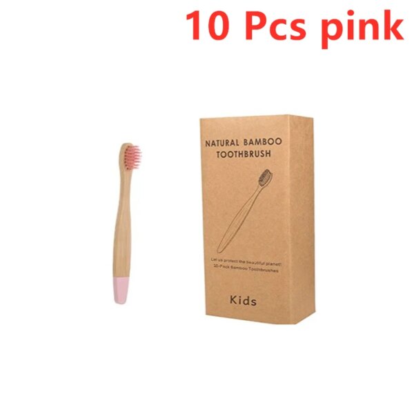 Brosse à dents en bambou biologique pour enfants, 10 couleurs, poils en fibres souples