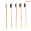 Brosse à dents colorée en bambou naturel, poils souples en charbon de bois écologique, 5/10 pièces