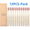 Brosse à Dents en Bambou au Charbon de Bois Naturel, Écologique, Bionickel able, Soins Buccaux, Santé, 12/10 Pièces