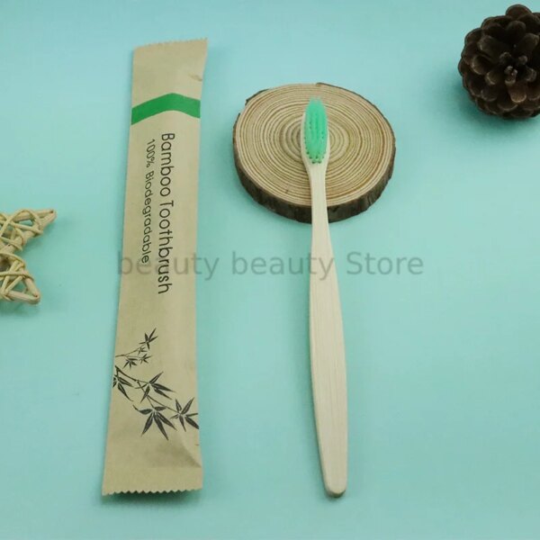 Brosse à dents portable réutilisable en bambou pour adultes, charbon de bois doux, pointe de poils