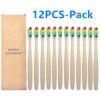 Brosse à Dents en Bambou au Charbon de Bois Naturel, Écologique, Bionickel able, Soins Buccaux, Santé, 12/10 Pièces