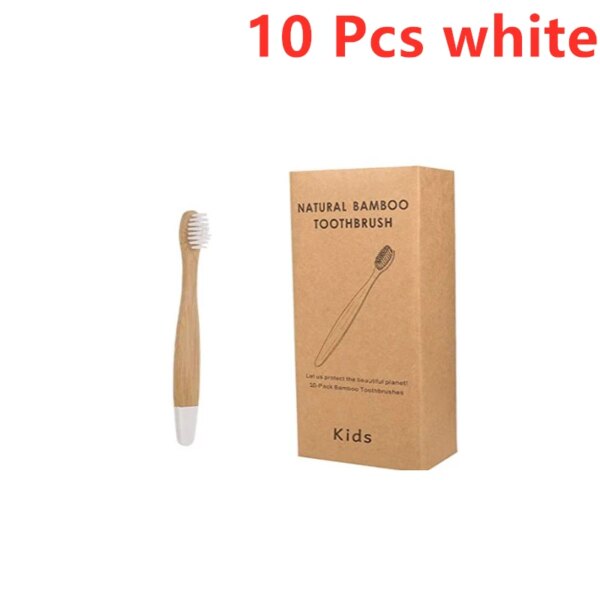 Brosse à dents en bambou biologique pour enfants, 10 couleurs, poils en fibres souples