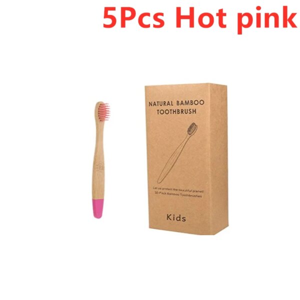 Brosse à dents en bambou biologique pour enfants, 10 couleurs, poils en fibres souples