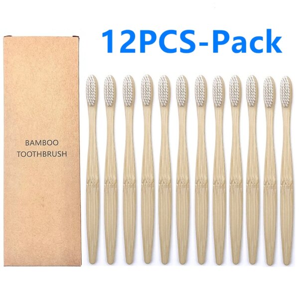 Brosse à Dents en Bambou au Charbon de Bois Naturel, Écologique, Bionickel able, Soins Buccaux, Santé, 12/10 Pièces