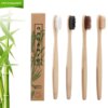 Brosse à Dents en Bambou Naturel, Bois, Poils Souples, Fibre d'Elum, Soins Buccaux Écologiques, 50 Pièces, Service