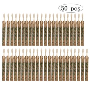 Brosse à Dents en Bambou Naturel, Bois, Poils Souples, Fibre d'Elum, Soins Buccaux Écologiques, 50 Pièces, Service
