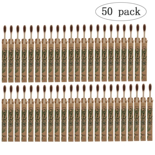 Lot de 50 brosses à dents en bambou – Poils souples