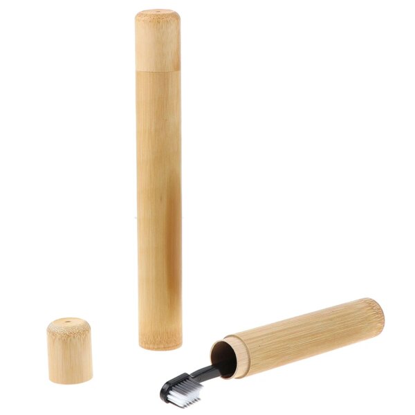 Tube de brosse à dents en bambou naturel, tube de brosse à dents fait à la main