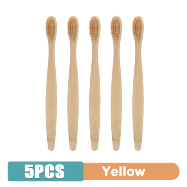 1/5PCS Coloré Naturel Bambou Brosse à dents À Poils Souples Charbon Blanchiment